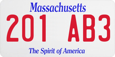 MA license plate 201AB3