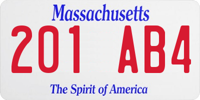 MA license plate 201AB4