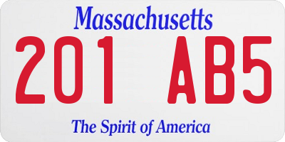 MA license plate 201AB5