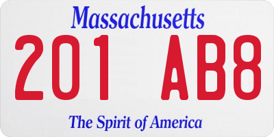 MA license plate 201AB8