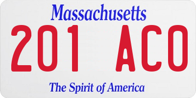 MA license plate 201AC0