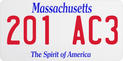 MA license plate 201AC3