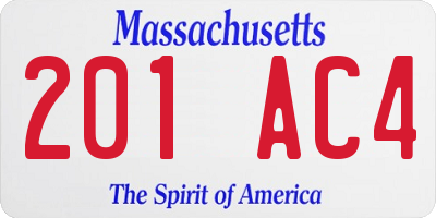 MA license plate 201AC4