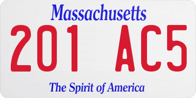 MA license plate 201AC5