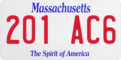 MA license plate 201AC6