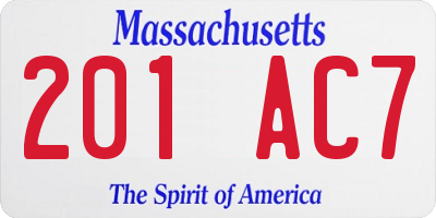 MA license plate 201AC7