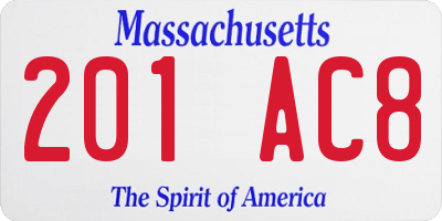 MA license plate 201AC8
