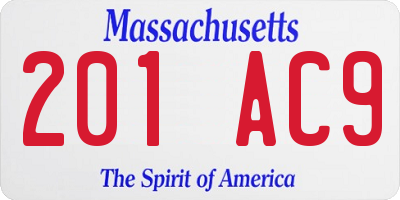 MA license plate 201AC9