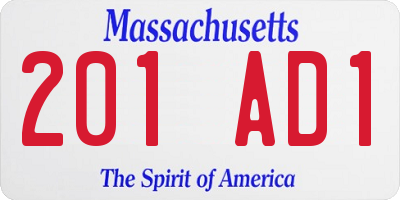 MA license plate 201AD1