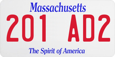 MA license plate 201AD2