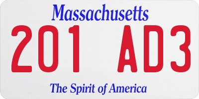 MA license plate 201AD3