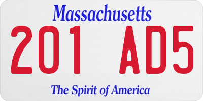 MA license plate 201AD5
