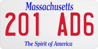 MA license plate 201AD6