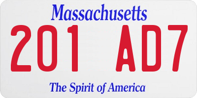 MA license plate 201AD7