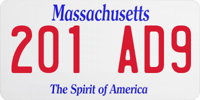 MA license plate 201AD9