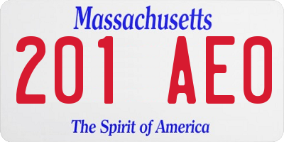 MA license plate 201AE0