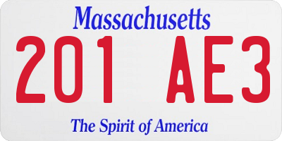 MA license plate 201AE3