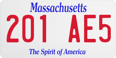 MA license plate 201AE5