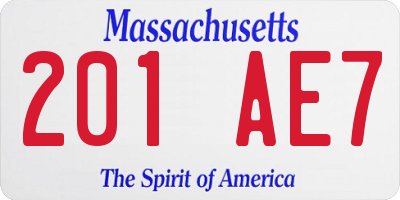 MA license plate 201AE7