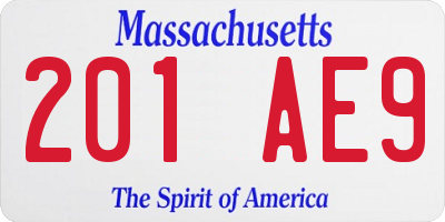 MA license plate 201AE9