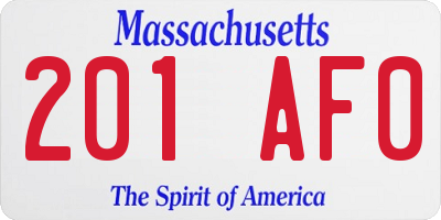 MA license plate 201AF0