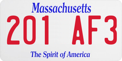 MA license plate 201AF3
