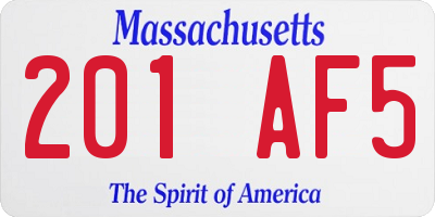 MA license plate 201AF5