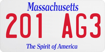MA license plate 201AG3