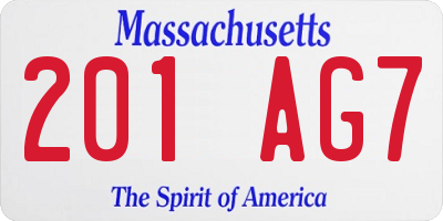 MA license plate 201AG7