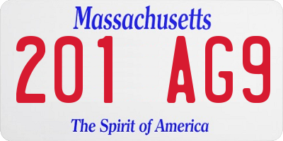 MA license plate 201AG9