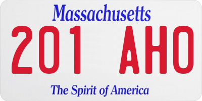 MA license plate 201AH0