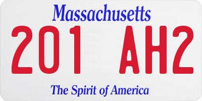 MA license plate 201AH2