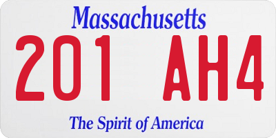 MA license plate 201AH4