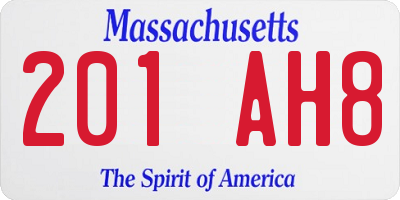 MA license plate 201AH8