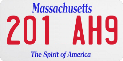 MA license plate 201AH9