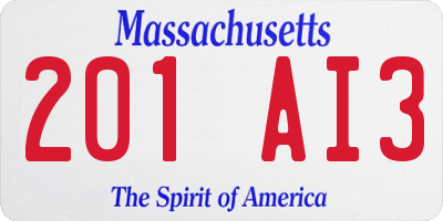 MA license plate 201AI3