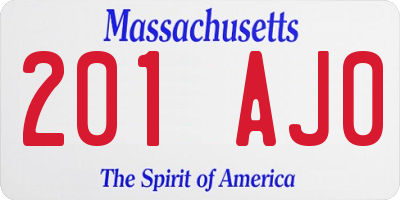 MA license plate 201AJ0