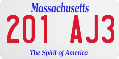 MA license plate 201AJ3