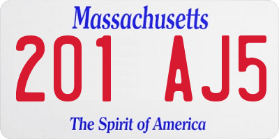 MA license plate 201AJ5