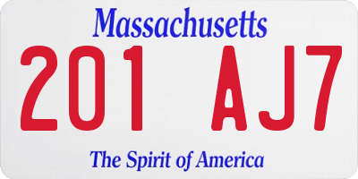 MA license plate 201AJ7