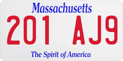 MA license plate 201AJ9