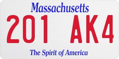 MA license plate 201AK4