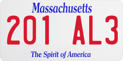 MA license plate 201AL3