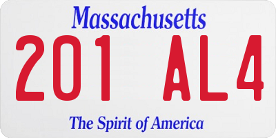 MA license plate 201AL4