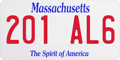 MA license plate 201AL6