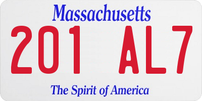 MA license plate 201AL7