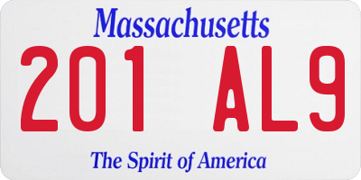MA license plate 201AL9