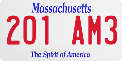 MA license plate 201AM3