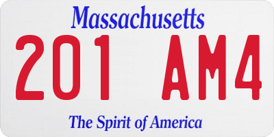 MA license plate 201AM4