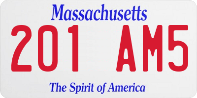 MA license plate 201AM5